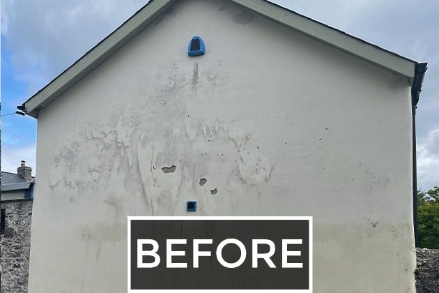 External Painting to a lime render property in Laleston - Before